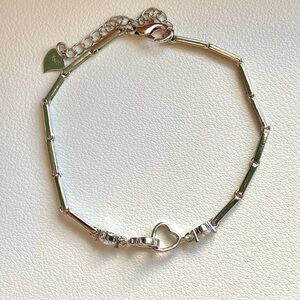 Silver Heart Link Bracelet - Women's Jewelry
